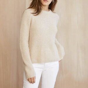 Jenni Kayne Cashmere Fisherman Sweater / Oatmeal / Size M